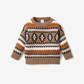 PatPat Ρομαντικό Φθινοπωρινό Χειμώνα Ζακάρ Γεωμετρικό Πουλόβερ για Κορίτσι/Αγόρι