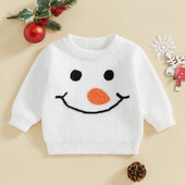 MISOWMNJOY Ležerni pleteni dječji pulover za djevojčice i dječake Božićna odjeća dugih rukava Kapa Djeda Mraza Vez Pulover za malu djecu Pletena odjeća