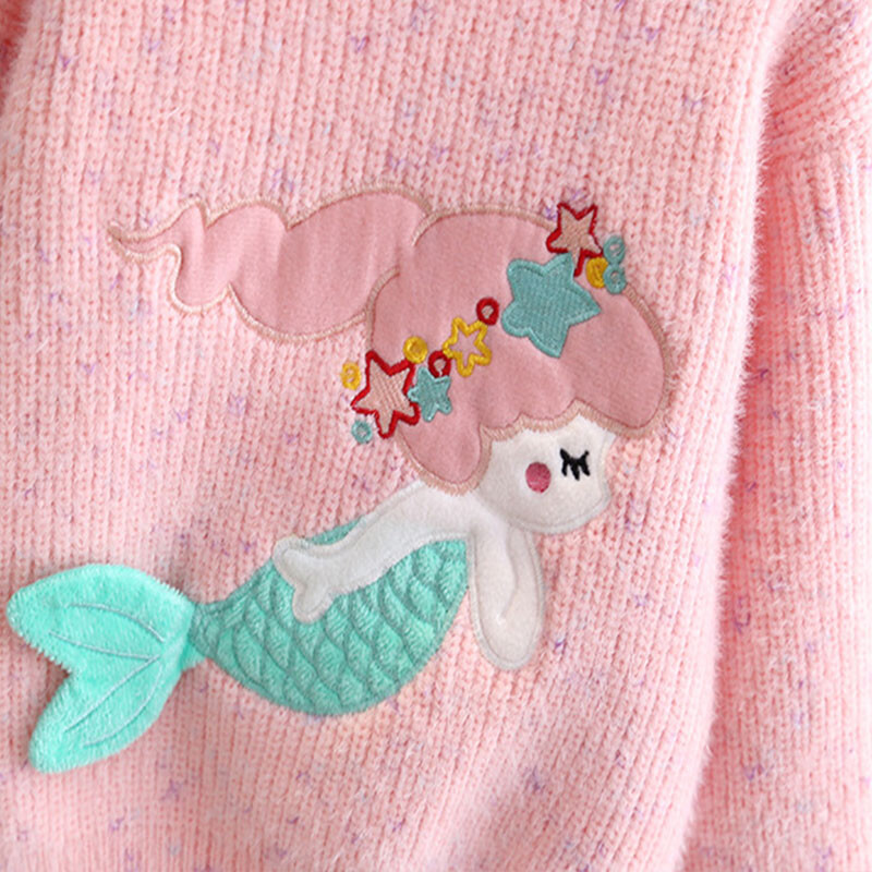 Îmbrăcăminte pentru copii Toamna Iarnă Moda pentru fete Pulover tricotat îngroșat pentru copii Fată Desen animat Sirenă Top colorat HY08181