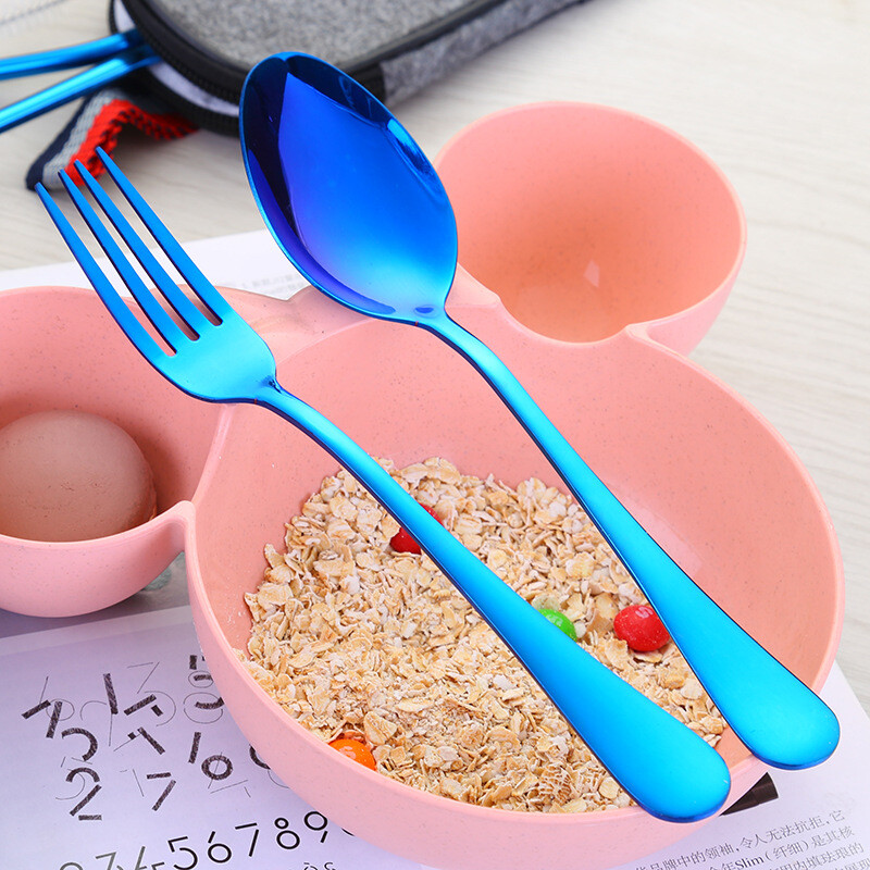 Rozsdamentes acél étkészlet, hordozható kés, villa, kanál, pálcika, szalma, western, utazási ajándék, 9 db-os készlet