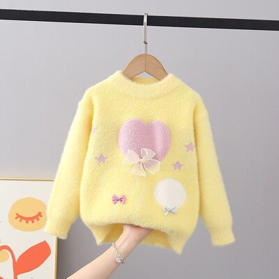 Pulovere șic noi, toamnă iarnă, pulovere groase, dantelă tricotată, pulovere cu nod fluture, îmbrăcăminte pentru copii, pulover pentru fete FY11292