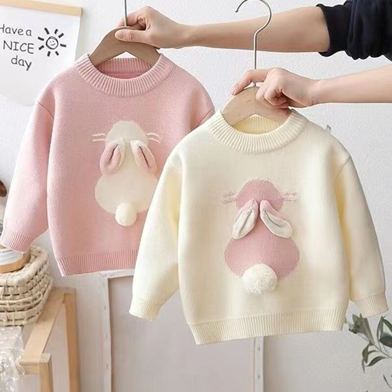 Παιδικά κορίτσια πουλόβερ Rabbit Μοντέρνα μικρά κορίτσια Φούτερ χειμώνα και φθινόπωρο Παιδικό πουλόβερ μωρό πλεκτό