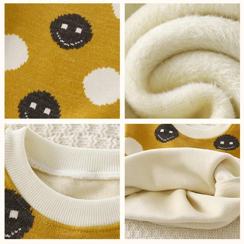 ThickenKids Megztinis Rudens Žieminis Pliušinis Velvetas margintiems megztiniams Kasdieniai Vaikiški Drabužiai Megztiniai Viršutiniai drabužiaiKalėdinės Dovanos