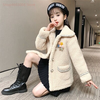 Bērnu jaka meitenēm Ziemas Vilna Silts mētelis Mode Meiteņu Apģērbs Bērnu Virsdrēbes Rudens Meiteņu Mētelis 4 6 8 10 12 13 gadi