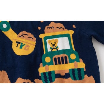 2-8T Toddler Kid Baby Boy Pulover Winter Clohtes Knit Pulover Top Car Print Детски пуловер Сладък свободен топъл трикотаж