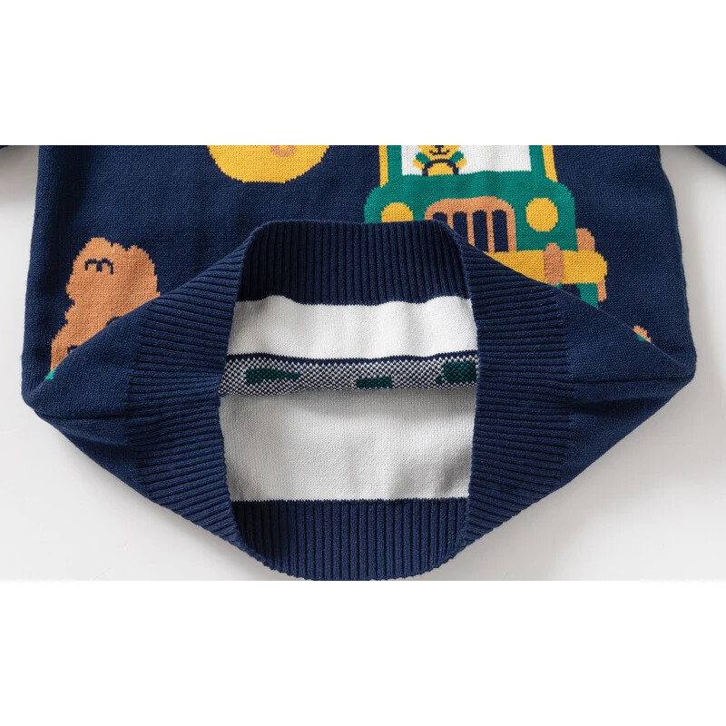 2-8T Toddler Kid Baby Boy Megztinis Žieminiai Clohtes Trikotažo megztinis viršutinis automobilinis megztinis Kūdikių megztinis Mielas laisvas, šiltas trikotažo apranga