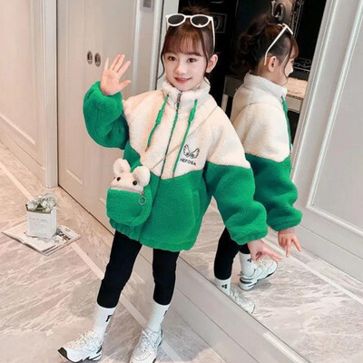 Mergaičių vaikiška striukė, paltas, medvilninis 2022 m. elegantiškas šiltas plius storas aksominis žiemos sportas paauglių mokykliniai vaikiški drabužiai