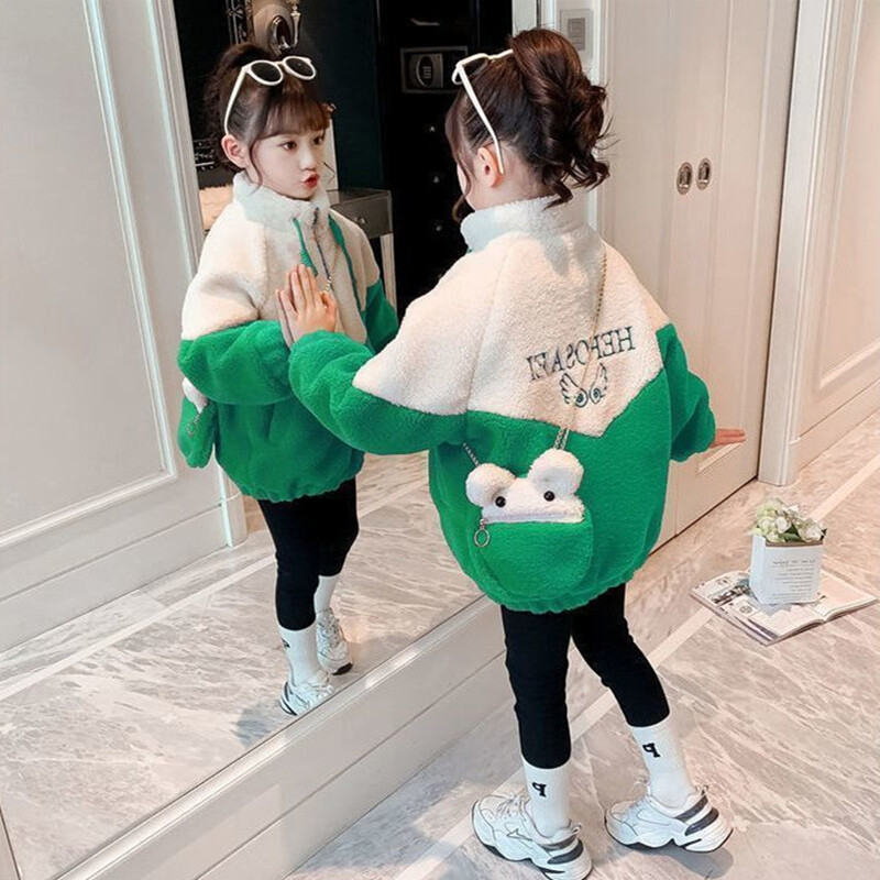 Mergaičių vaikiška striukė, paltas, medvilninis 2022 m. elegantiškas šiltas plius storas aksominis žiemos sportas paauglių mokykliniai vaikiški drabužiai