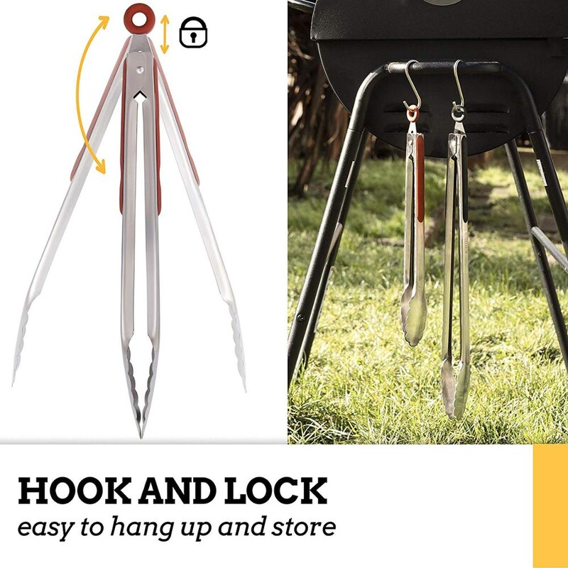 LMETJMA 9'' 12'' 14'' 16'' λαβίδες κουζίνας Ανοξείδωτες λαβίδες για μαγείρεμα BBQ Αντιολισθητικές λαβίδες σαλάτας Κλιπ KC0312