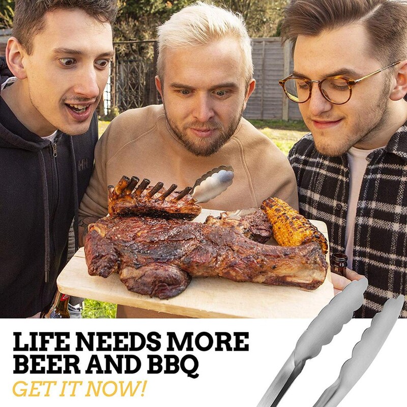 LMETJMA 9'' 12'' 14'' 16'' λαβίδες κουζίνας Ανοξείδωτες λαβίδες για μαγείρεμα BBQ Αντιολισθητικές λαβίδες σαλάτας Κλιπ KC0312