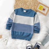 PatPat Toddler Boy Casual Stripe Colorblock trikotāžas džemperis