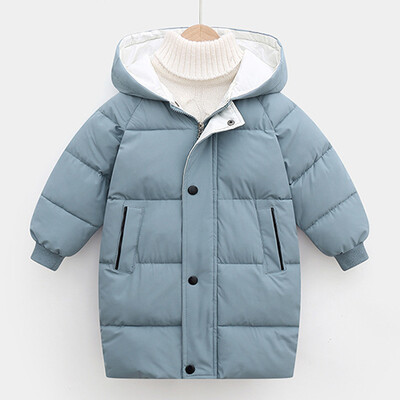 -30℃ Χειμώνας 2024 Νέο Γυναικείο Μπουφάν Parka Μονόχρωμο Παλτό με ζεστή κουκούλα για 4-14 ετών Μόδα πουπουλένιο βαμβακερό παλτό