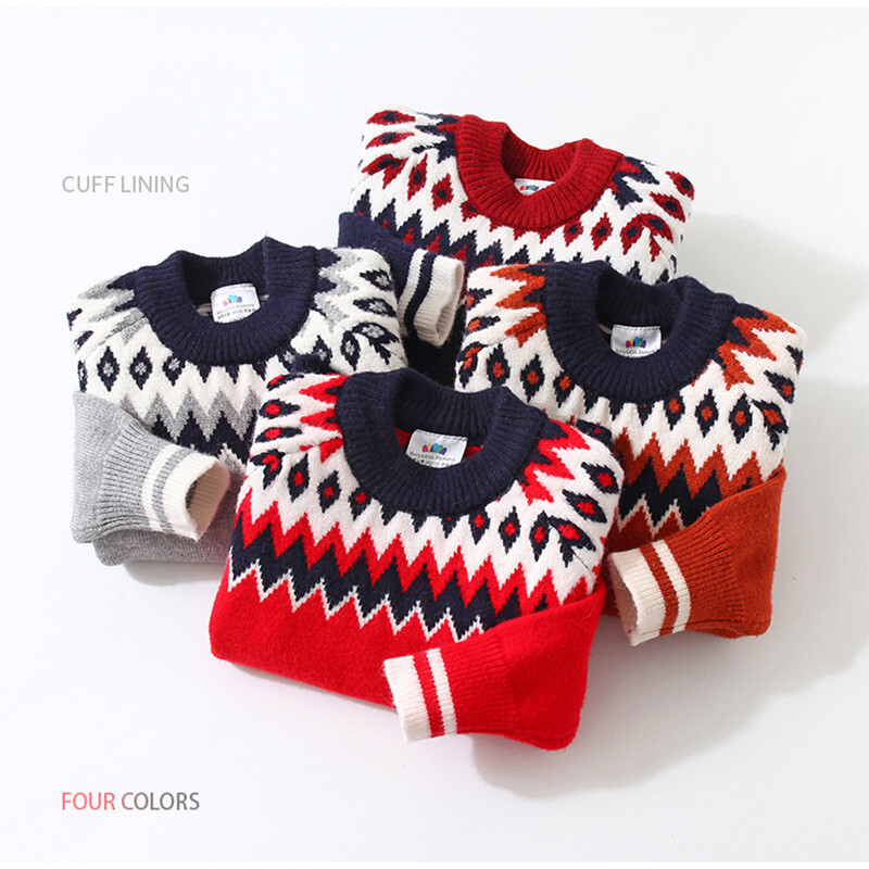 2024. Proljeće Jesen Zima 2 3 4 6 8 9 10 godina Pleteni zgodni dječji meki džemper u etničkom stilu za djecu, dječake, s O-izrezom