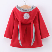 Pavasario ir rudens mergaičių naujas animacinis filmukas su triušiu su gobtuvu ilgomis rankovėmis, universalus, šiltas paltas 1–4 metams