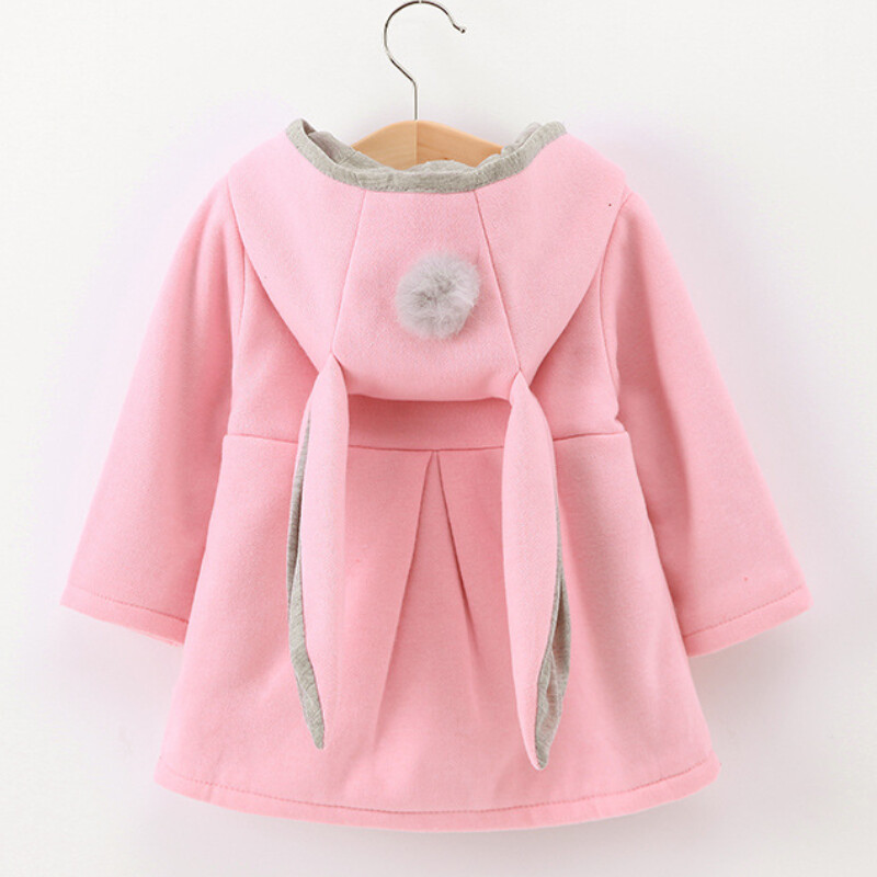 Pavasario ir rudens mergaičių naujas animacinis filmukas su triušiu su gobtuvu ilgomis rankovėmis, universalus, šiltas paltas 1–4 metams