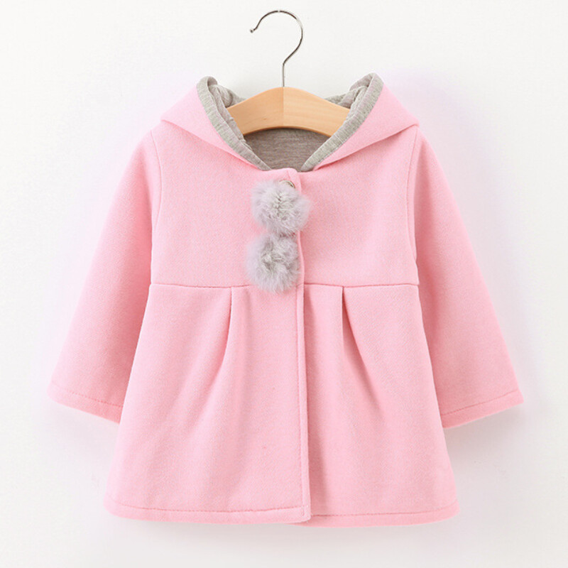 Pavasario ir rudens mergaičių naujas animacinis filmukas su triušiu su gobtuvu ilgomis rankovėmis, universalus, šiltas paltas 1–4 metams