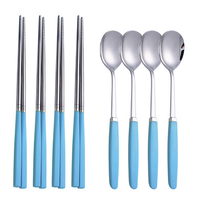 Korejiešu galda piederumu komplekts 304 nerūsējošā tērauda galda piederumu komplekts augstas kvalitātes vakariņu komplekts karotes irbulīšu komplekts trauku komplekti 8 gab. galda piederumu komplekti