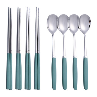 Korejiešu galda piederumu komplekts 304 nerūsējošā tērauda galda piederumu komplekts augstas kvalitātes vakariņu komplekts karotes irbulīšu komplekts trauku komplekti 8 gab. galda piederumu komplekti