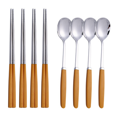 Korejiešu galda piederumu komplekts 304 nerūsējošā tērauda galda piederumu komplekts augstas kvalitātes vakariņu komplekts karotes irbulīšu komplekts trauku komplekti 8 gab. galda piederumu komplekti