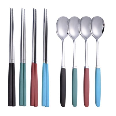 Korejiešu galda piederumu komplekts 304 nerūsējošā tērauda galda piederumu komplekts augstas kvalitātes vakariņu komplekts karotes irbulīšu komplekts trauku komplekti 8 gab. galda piederumu komplekti