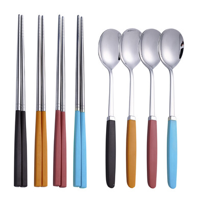 Korejiešu galda piederumu komplekts 304 nerūsējošā tērauda galda piederumu komplekts augstas kvalitātes vakariņu komplekts karotes irbulīšu komplekts trauku komplekti 8 gab. galda piederumu komplekti