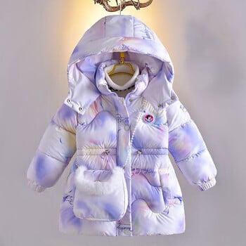 Snow White Girls Down Jacket 2024 Χειμώνας 5-10 ετών Παιδική μόδα Παχύ Ζεστό παλτό χιονιού Στολή πριγκίπισσας Παιδική κουκούλα Πάρκα