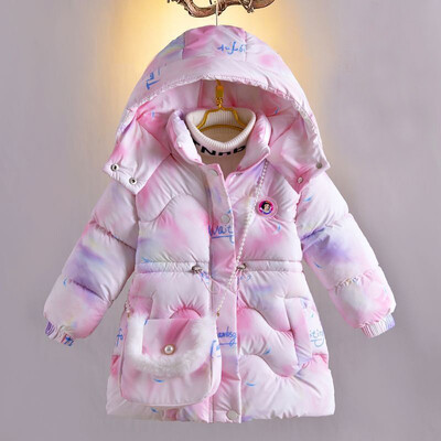 Snow White Girls Down Jacket 2024 Χειμώνας 5-10 ετών Παιδική μόδα Παχύ Ζεστό παλτό χιονιού Στολή πριγκίπισσας Παιδική κουκούλα Πάρκα