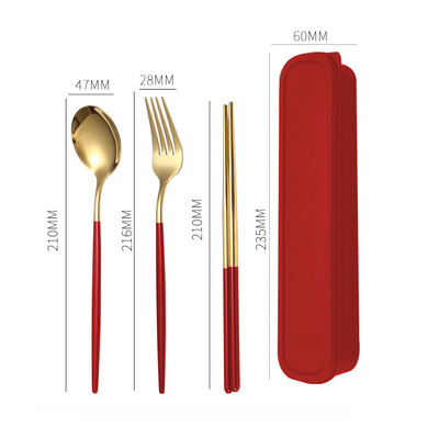 3 kom/set Pribor za jelo s držačem za kutiju Posuđe za jelo Žlica Vilica Štapići Set Putno posuđe za jelo Nehrđajući Putni set pribora za jelo Kutija za posuđe