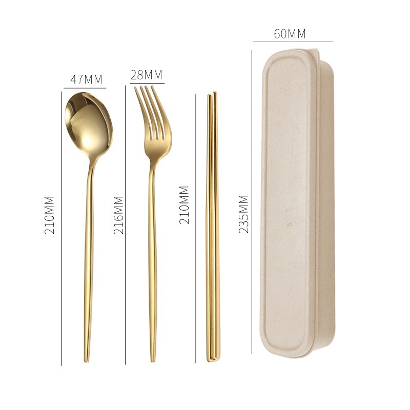 3 kom/set Pribor za jelo s držačem za kutiju Posuđe za jelo Žlica Vilica Štapići Set Putno posuđe za jelo Nehrđajući Putni set pribora za jelo Kutija za posuđe