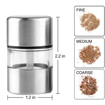 Мини мелничка за сол и черен пипер Ръчна мелница от неръждаема стомана Мелнички за сол с билки и подправки за къмпинг Кухненски инструменти