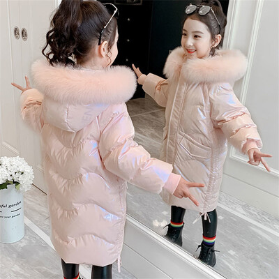 Κοριτσίστικο Χειμερινό Χιονοφόρο Παιδικό Παχύ Ζεστό Πάρκα Χειμερινό Κρύο Αδιάβροχο Βαμβακερό Παλτό Παιδικό Μπουφάν με μακριά κουκούλα 5-14 ετών