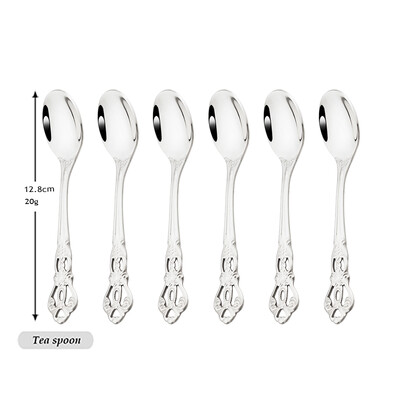 6/12 τμχ Royal Gold Σετ μαχαιροπήρουνα από ανοξείδωτο ατσάλι Μαχαιροπίρουνα Western Κουτάλια καφέ Πιρούνι για κέικ φρούτων Ασημικά