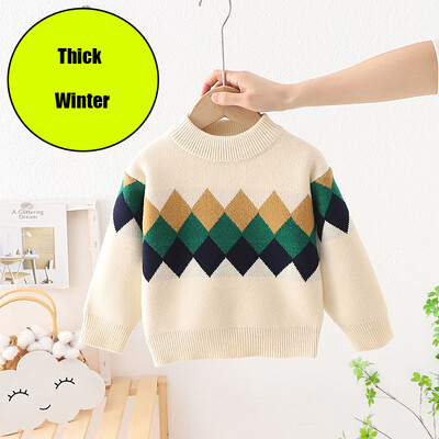 Kūdikių rudens žiemos berniukų megztiniai megztiniai languoti megztiniai vaikiški megztiniai kūdikių drabužiai mažiems berniukams žieminiai viršutiniai marškinėliai FY11102