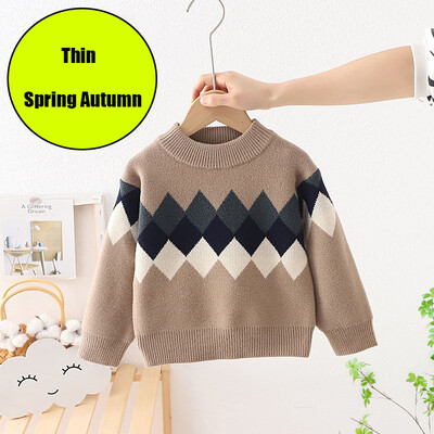 Kūdikių rudens žiemos berniukų megztiniai megztiniai languoti megztiniai vaikiški megztiniai kūdikių drabužiai mažiems berniukams žieminiai viršutiniai marškinėliai FY11102