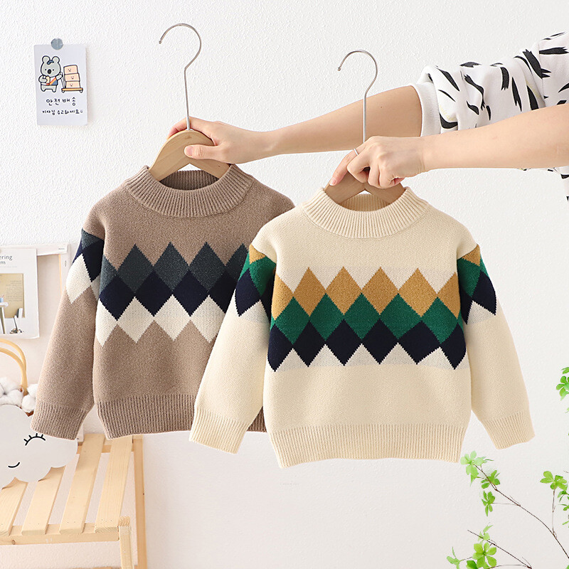 Kūdikių rudens žiemos berniukų megztiniai megztiniai languoti megztiniai vaikiški megztiniai kūdikių drabužiai mažiems berniukams žieminiai viršutiniai marškinėliai FY11102