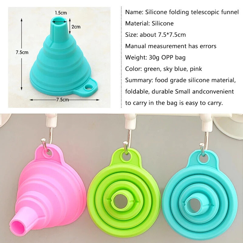 1τμχ Πτυσσόμενο φορητό χωνί σιλικόνης Εργαλεία κουζίνας Αξεσουάρ κουζίνας Πτυσσόμενο χωνί χοάνη διανομής υγρών οικιακής χρήσης