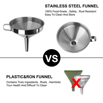Метална фуния за консервиране на кухненски инструменти от неръждаема стомана с подвижен филтър Фунии с широко гърло Бар за вино, бира, фуния за колба за масло