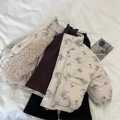 Žiemos bamblys mergaičių parkas medvilninis paminkštintas gėlių raštais ilgomis rankovėmis kūdikių viršutinių drabužių paltas laisvas storas šiltas vaikiškas sniego kostiumas mergaitėms