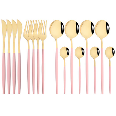 Σετ μαχαιροπήρουνων πολυτελείας 16 τμχ Μαύρα ασημένια Σετ μαχαιροπίρουνα πιρούνι τσαγιού κουτάλι σερβίτσιο από ανοξείδωτο ατσάλι Σετ επιτραπέζια σκεύη κουζίνας δυτικής κουζίνας