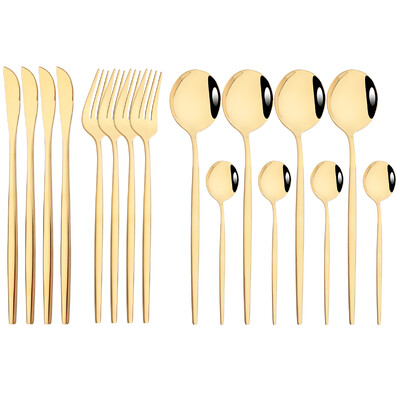 Σετ μαχαιροπήρουνων πολυτελείας 16 τμχ Μαύρα ασημένια Σετ μαχαιροπίρουνα πιρούνι τσαγιού κουτάλι σερβίτσιο από ανοξείδωτο ατσάλι Σετ επιτραπέζια σκεύη κουζίνας δυτικής κουζίνας