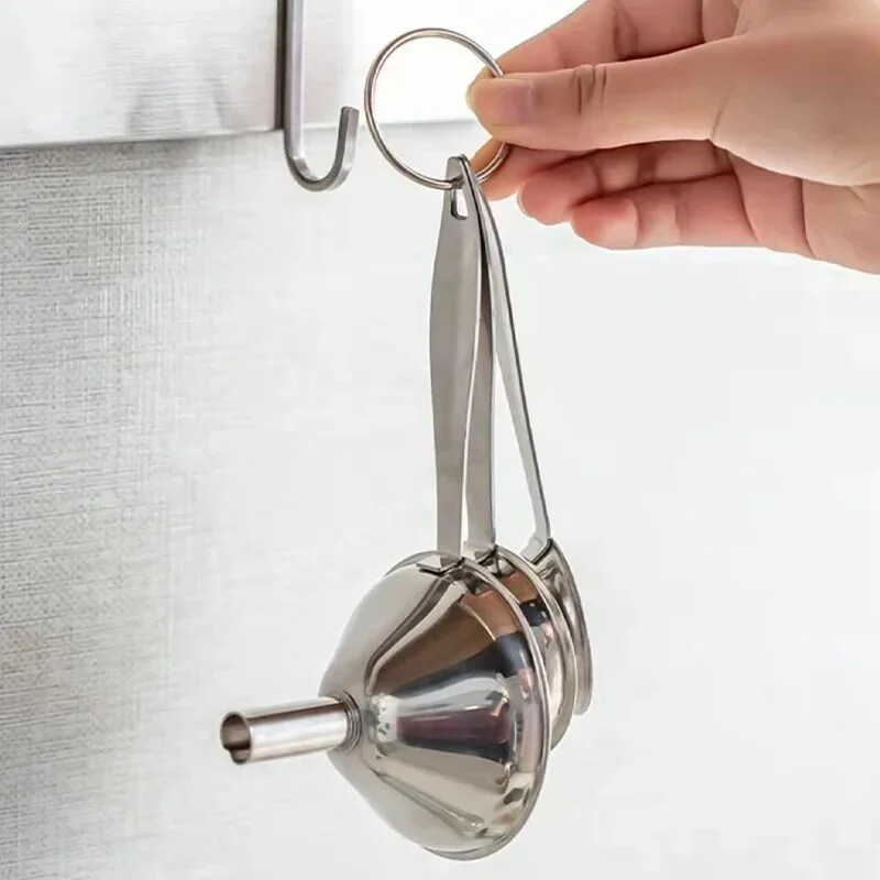 3db Tölcsér három részes készlet Rozsdamentes acél fogantyúval Könnyen tisztítható Multifunkciós mini háztartási konyhai eszközök