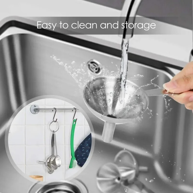 3db Tölcsér három részes készlet Rozsdamentes acél fogantyúval Könnyen tisztítható Multifunkciós mini háztartási konyhai eszközök