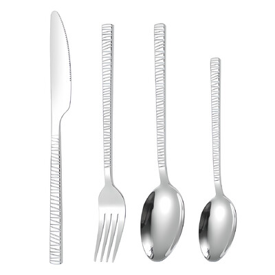 Set de vesela din oțel inoxidabil 4/24 bucăți, vesela de argint îngroșată, vesela pentru friptură și burgeri, îngroșată