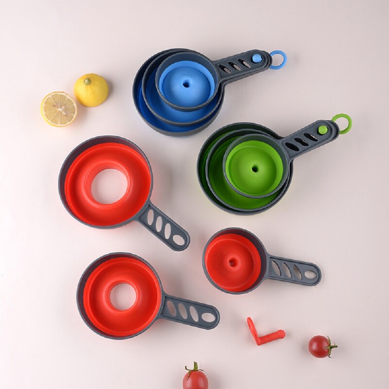 Pâlnie pliabilă din plastic Set din trei piese Retractabil pentru gem de scurgere a uleiului Unelte de bucătărie pentru distribuirea de lichide Pâlnie cu gură fină