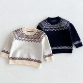 Mielas, mielas ilgomis rankovėmis O formos kaklo žiemos ir rudens megztiniai kūdikiams berniukams ir mergaitėms, storas šiltas megztinis, skirtas 1–6 T minkštiems naujagimių palaidiniams