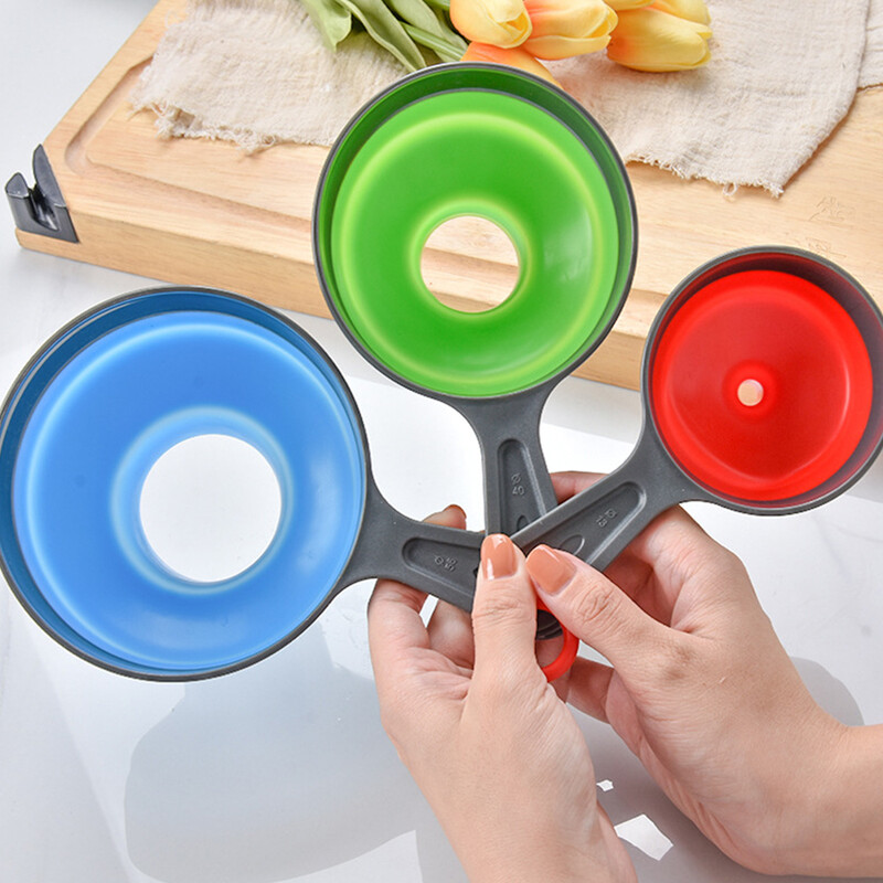 Σετ (3 τεμ.) Πτυσσόμενο πλαστικό χωνί με πλατύ στόμα με λεπτό στόμα σετ τριών τεμαχίων Σετ μαρμελάδας χωνί λαδιού Σετ διαρροής λαδιού Εργαλεία κουζίνας