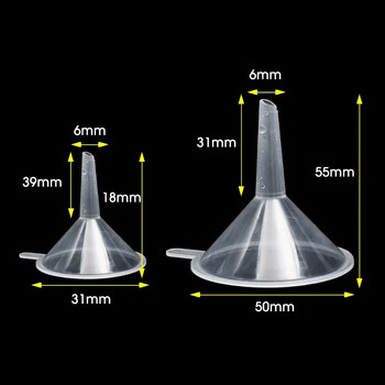 30/2 бр. Мини прозрачна фуния Пластмасов комплект малки фунии за парфюми Пудра Козметични масла Лабораторни бутилки Инструменти за пълнене Дозатор за течности