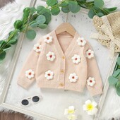 MiniAinis Őszi Téli Gyermek Kötött Kardigán Kézzel Készített Virágos Pulóver Lányok Divat Kötött felsők Kabát Baba Gyerek Alkalmi Kabát