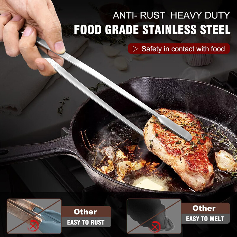 Walfos, 1 bucată, pensetă din oțel inoxidabil, clește pentru grătar pentru gătit, prăjire, apucare de obiecte mici, desert, grătar, spaghete, bucătărie