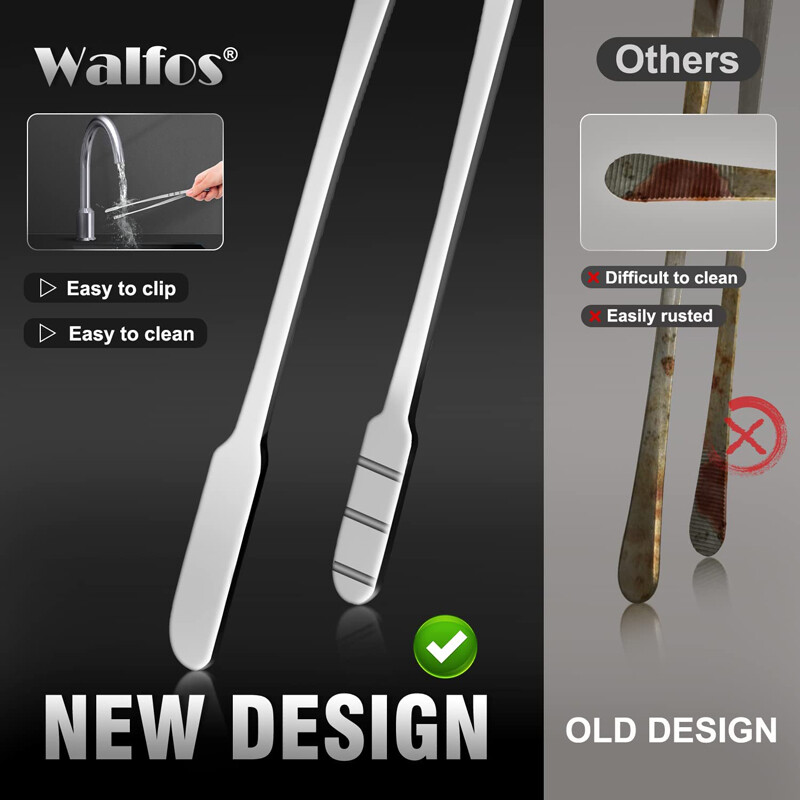 Walfos, 1 bucată, pensetă din oțel inoxidabil, clește pentru grătar pentru gătit, prăjire, apucare de obiecte mici, desert, grătar, spaghete, bucătărie